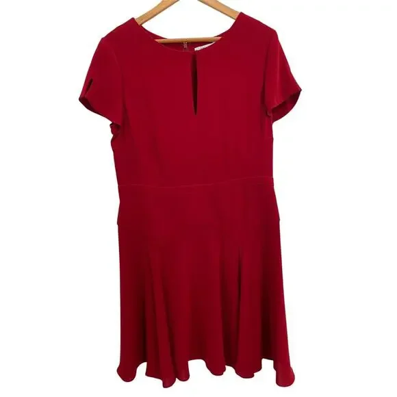 Diane von Furstenberg Raizel Fit & Flare Crepe Dress size 14 Red Office - Picture 9 of 12